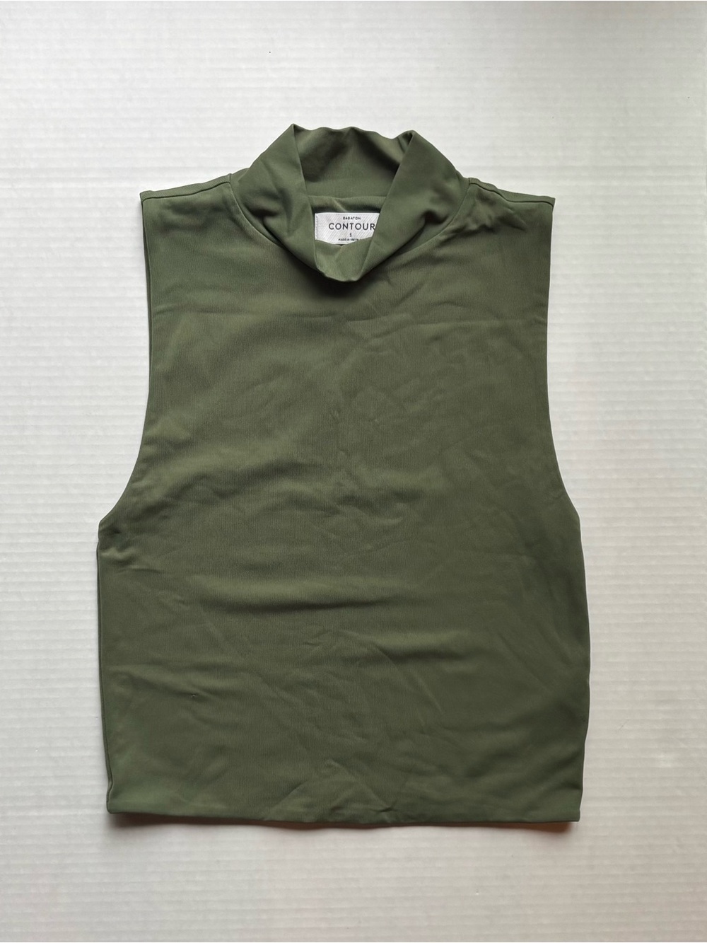 Babaton aritzia olive green contour mock neck sleeveless top snatched fitted